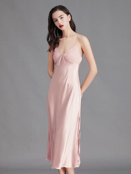 Blush Pink Silky Lace Trim Slip Dress