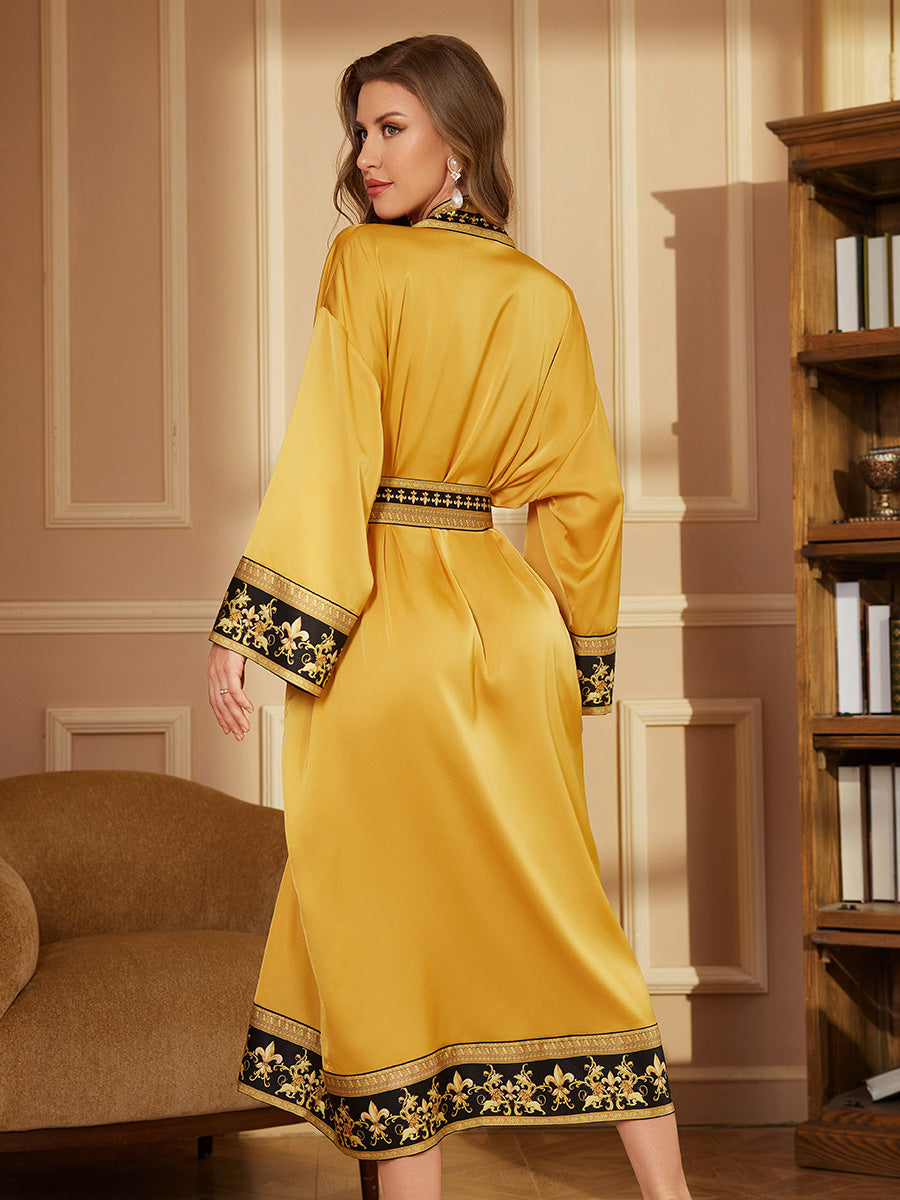Golden Satin Kimono Robe