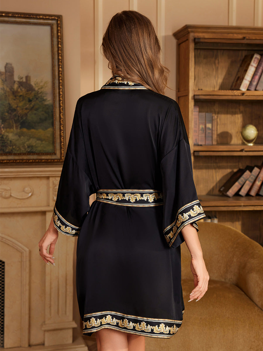 Black Luxury Satin Short Robe