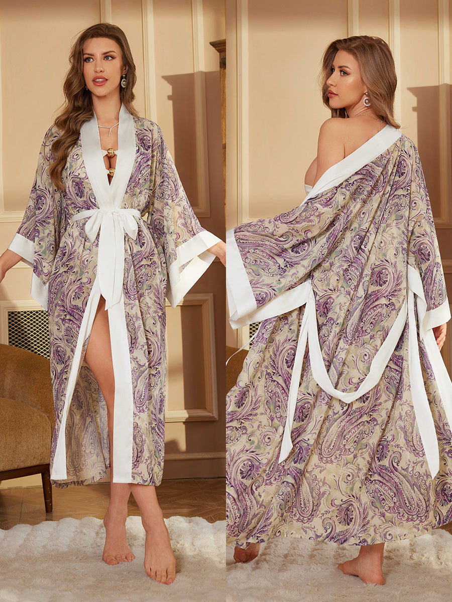 Purple Paisley Kimono Robe
