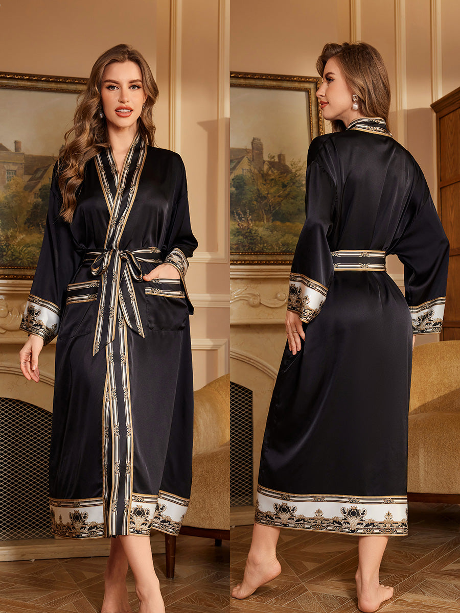 Black Golden Satin Robe