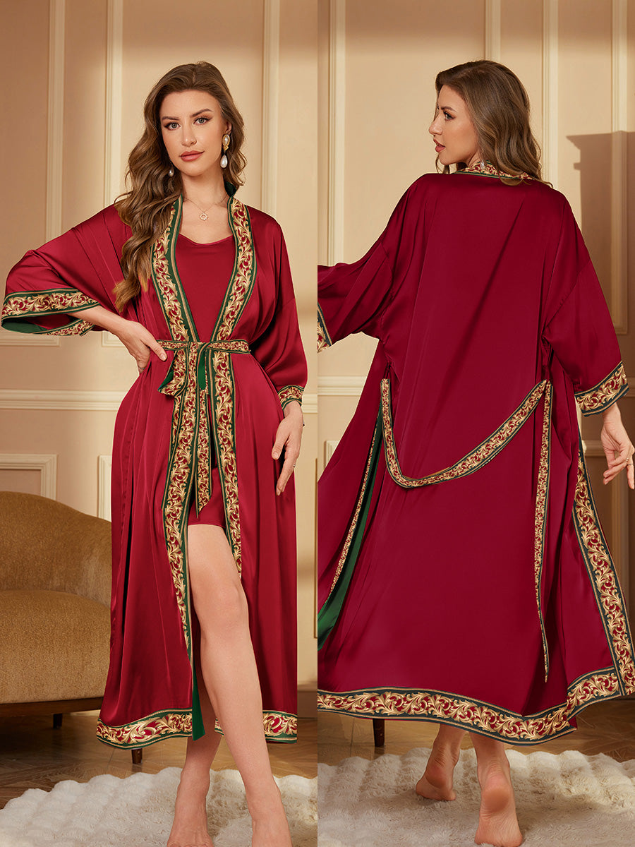Luxury Trim Silky Robe Set