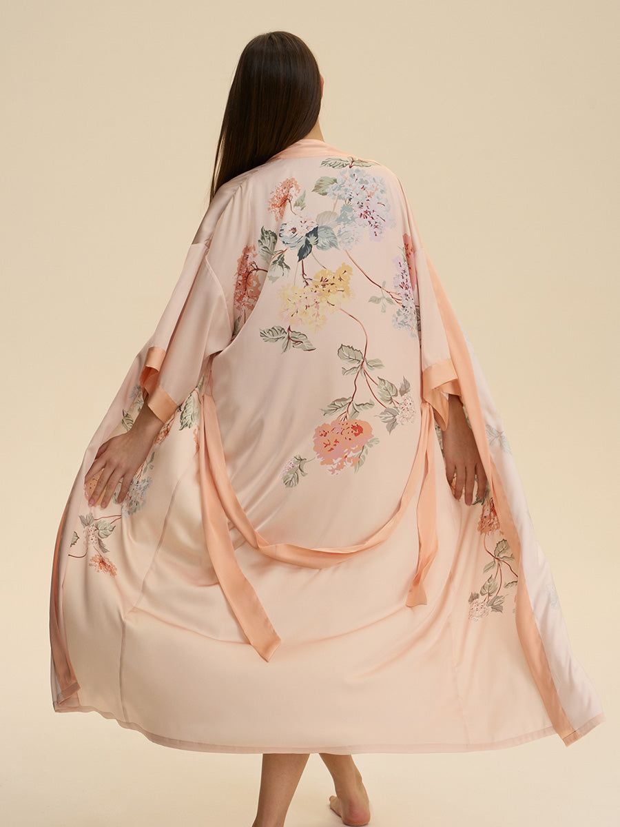 Floral Satin Kimono Robe