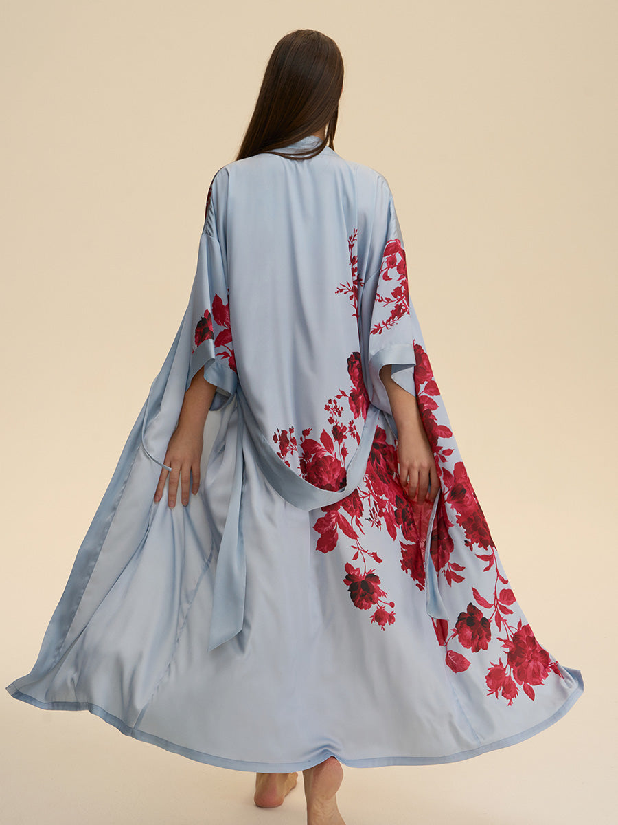 Floral Satin Kimono Robe
