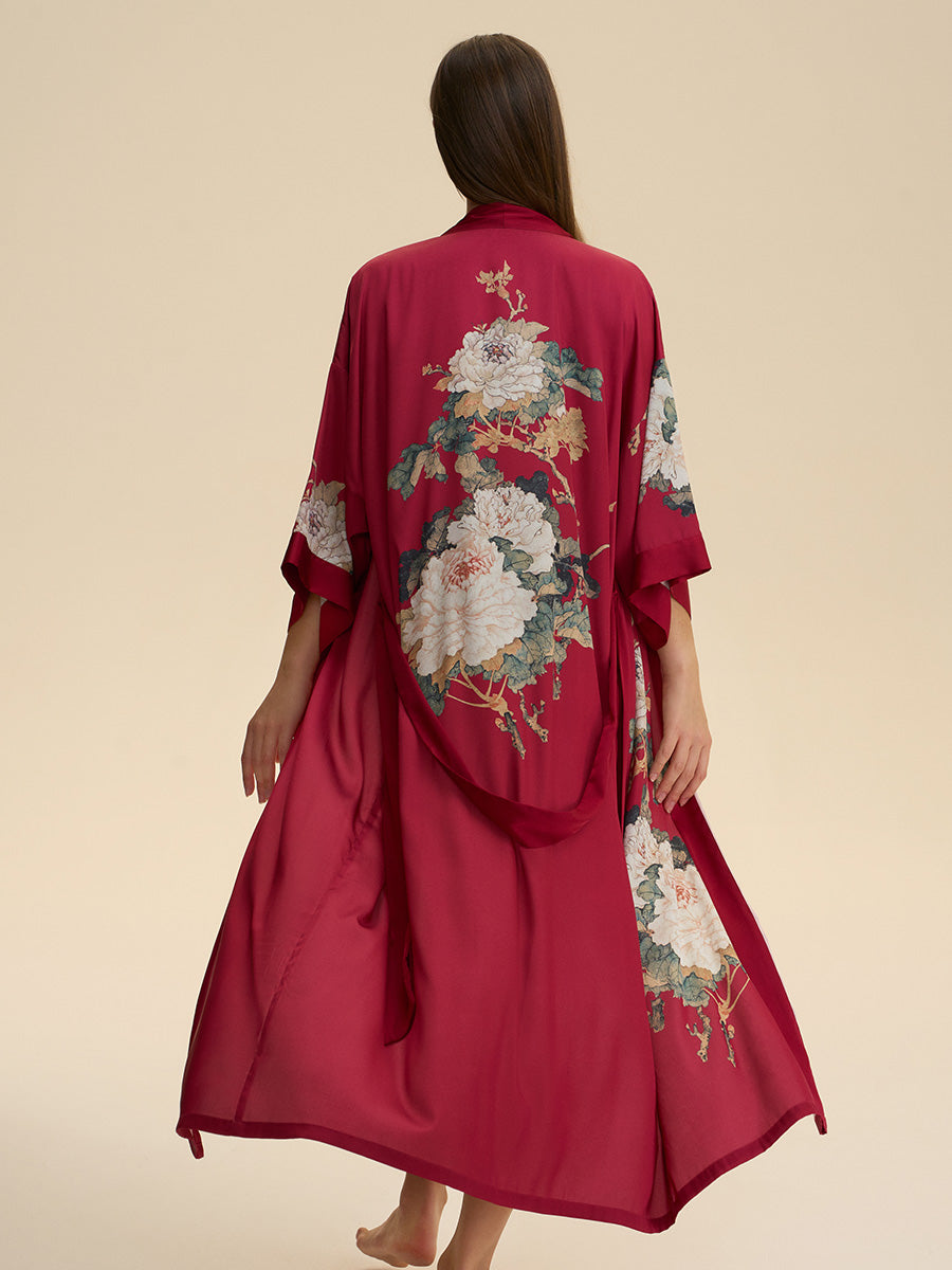 Floral Satin Kimono Robe