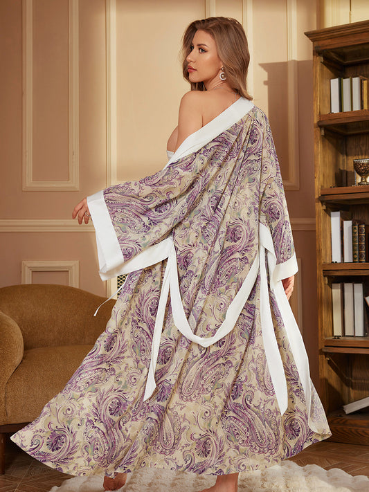 Purple Paisley Kimono Robe