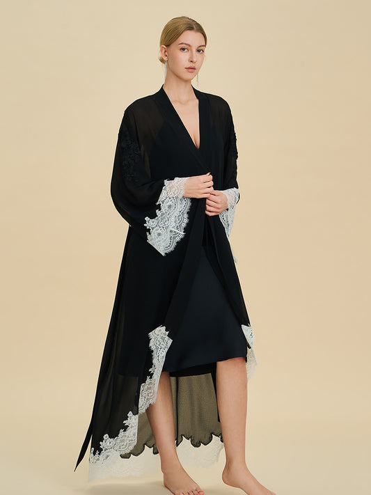Black Chiffon Maxi Robe