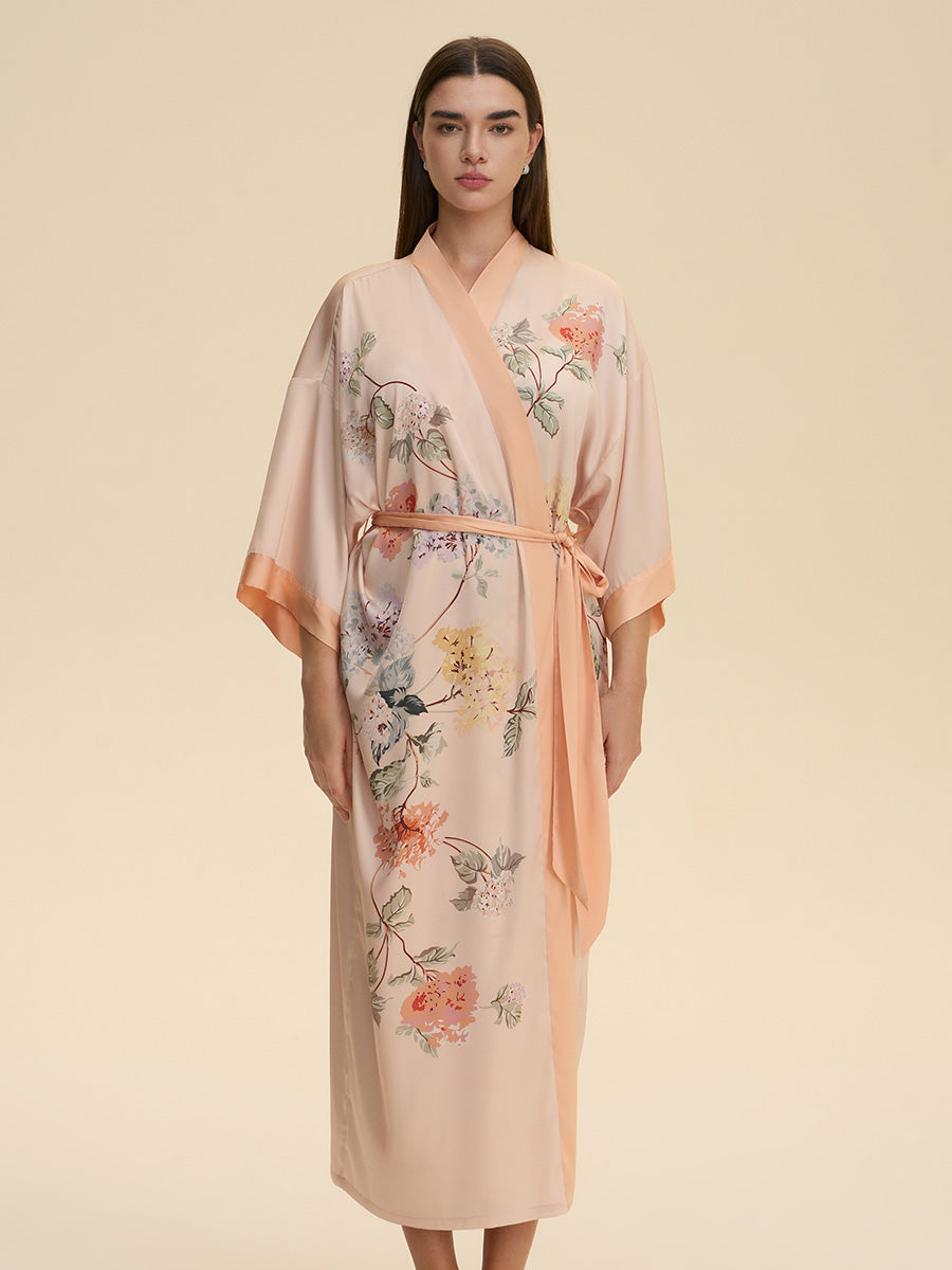 Floral Satin Kimono Robe