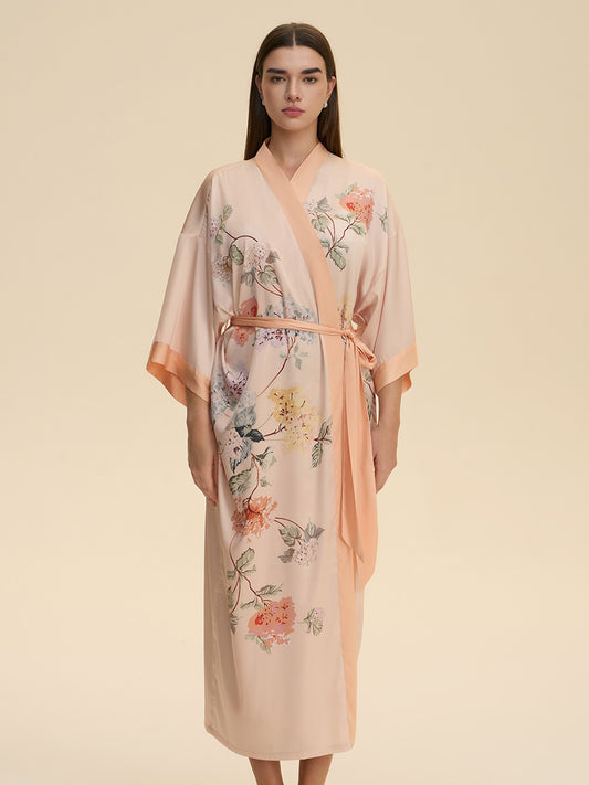 Floral Satin Kimono Robe