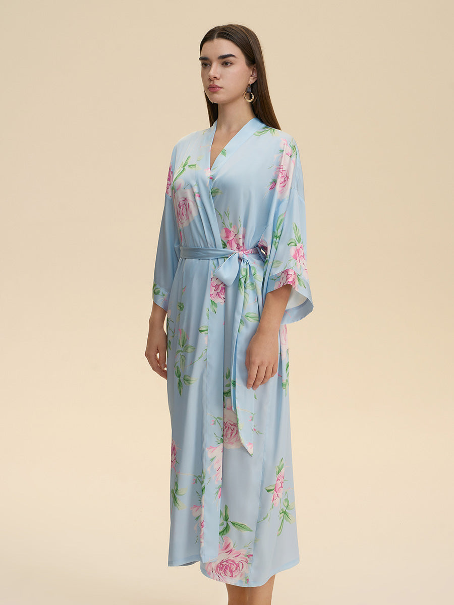 Floral Satin Kimono Robe