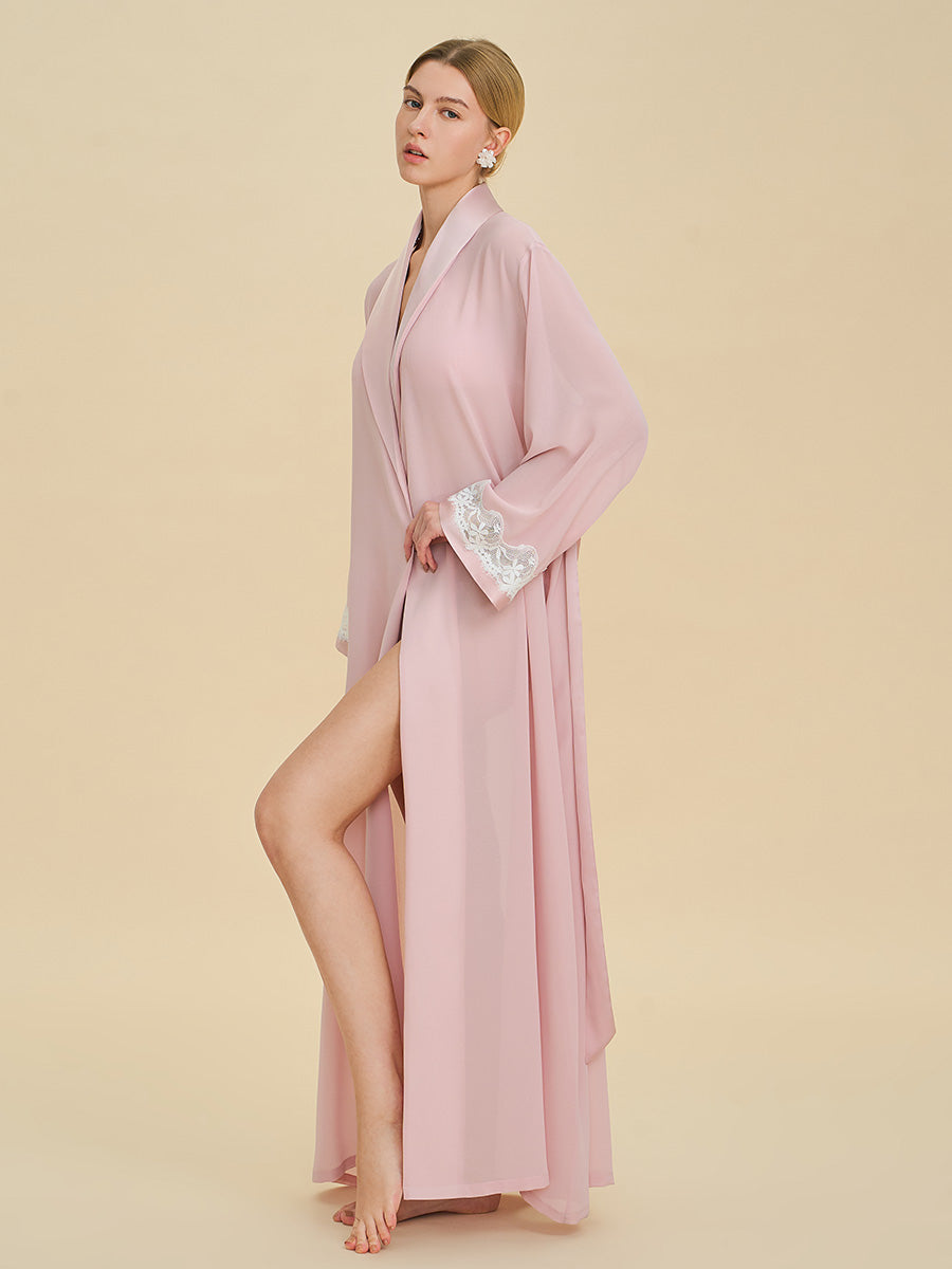 Blush Pink Chiffon Maxi Robe