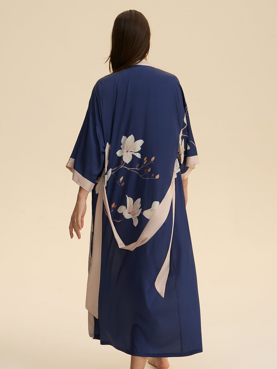 Floral Satin Kimono Robe