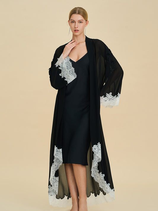 Black Chiffon Maxi Robe