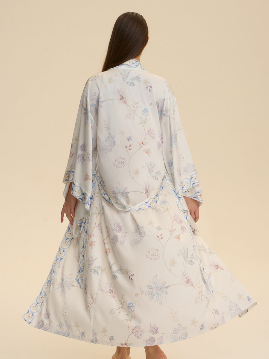 Floral Satin Kimono Robe