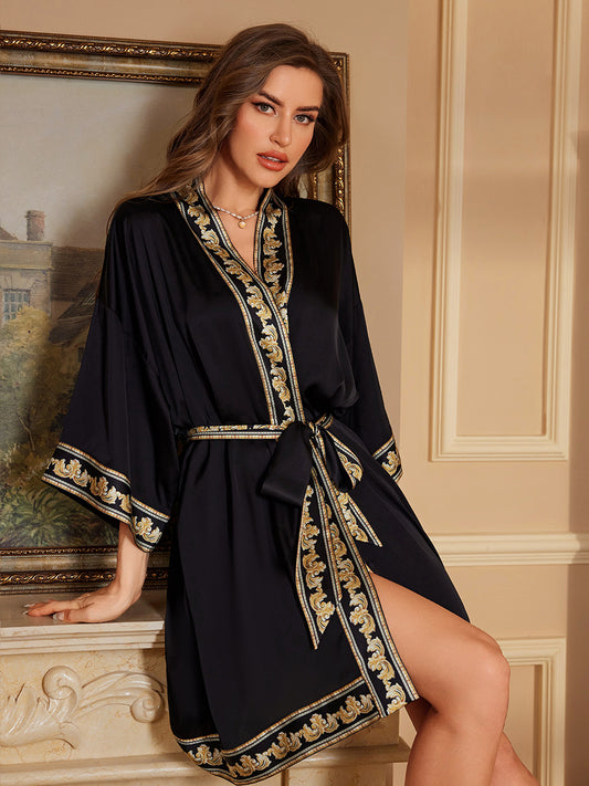 Black Luxury Satin Short Robe