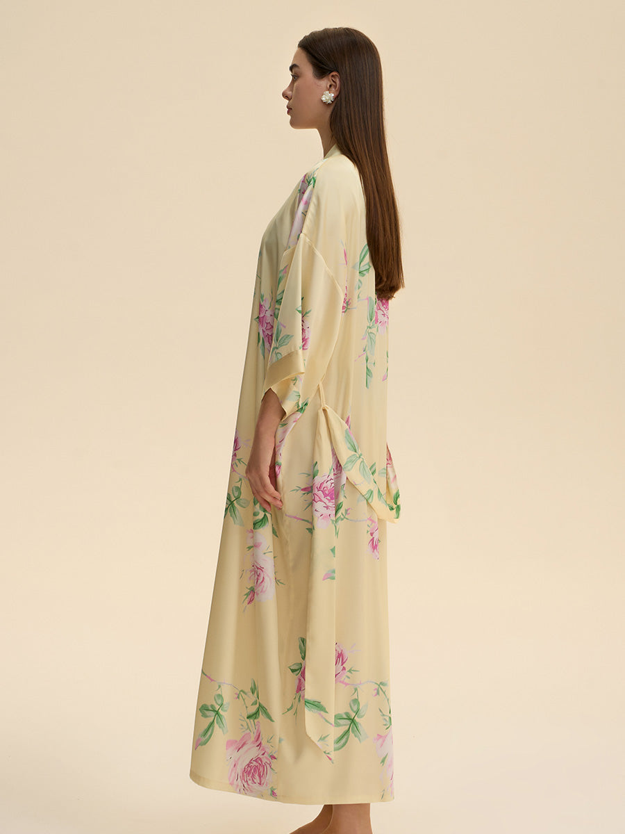 Floral Satin Kimono Robe