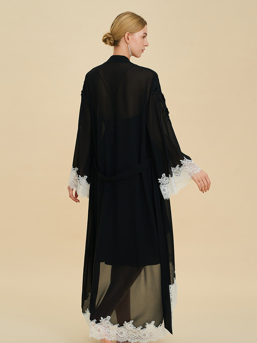 Black Chiffon Maxi Robe