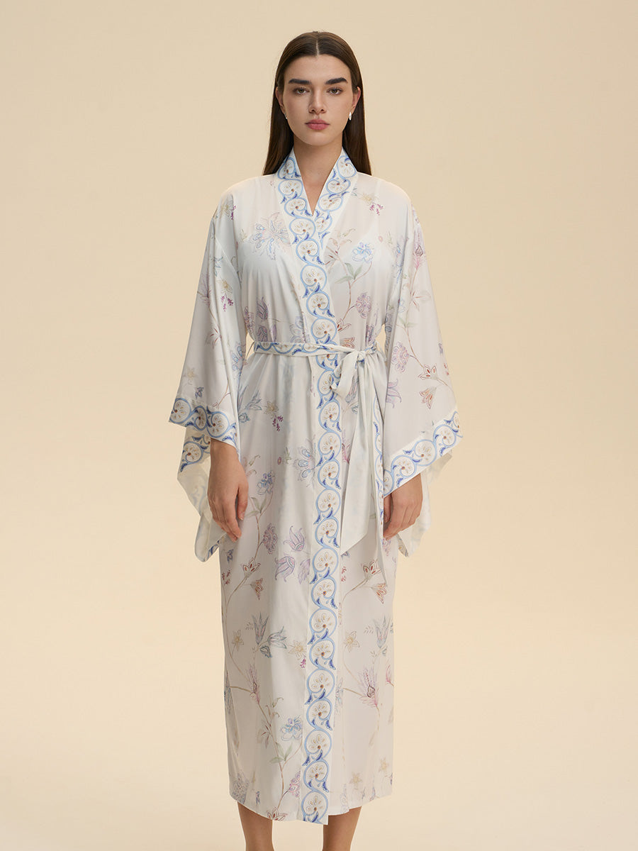 Floral Satin Kimono Robe