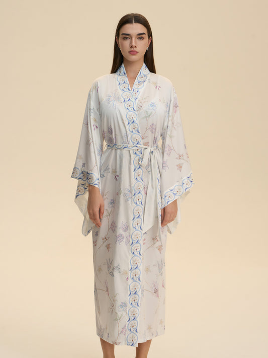 Floral Satin Kimono Robe