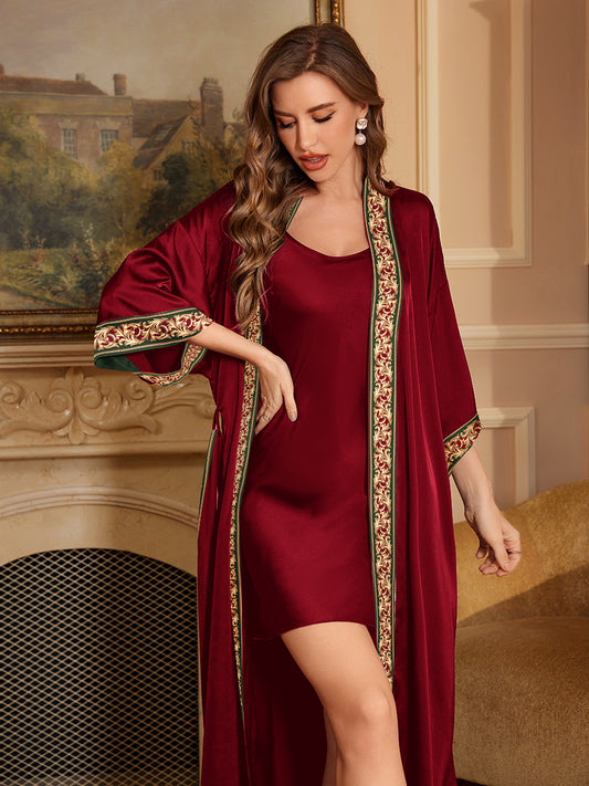Luxury Trim Silky Robe Set