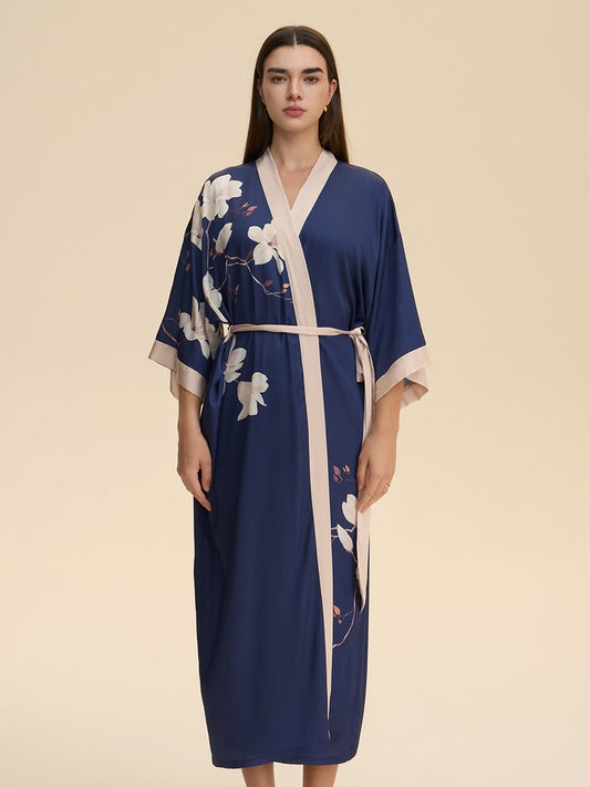 Floral Satin Kimono Robe