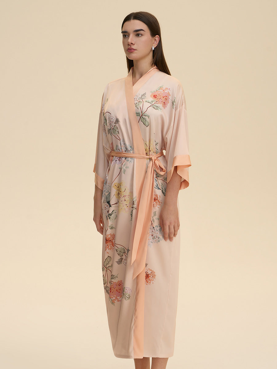 Floral Satin Kimono Robe