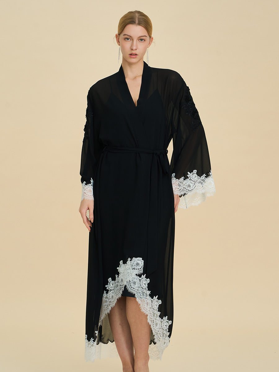 Black Chiffon Maxi Robe