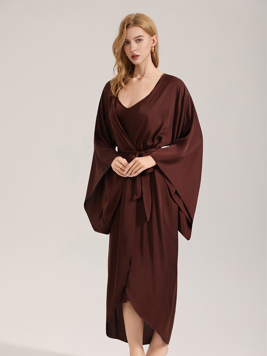 Solid Satin Kimono Robe