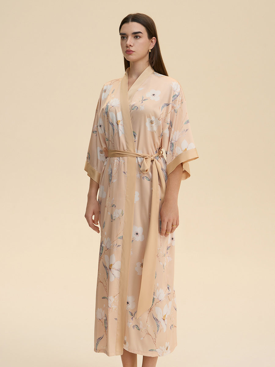 Floral Satin Kimono Robe