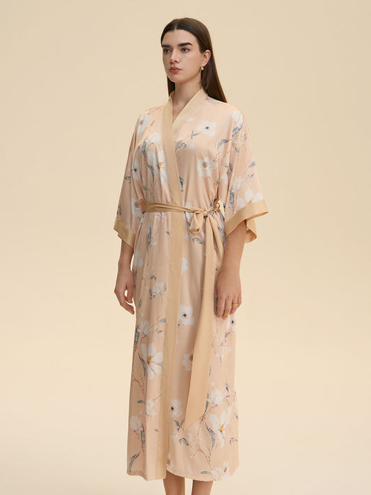 Floral Satin Kimono Robe