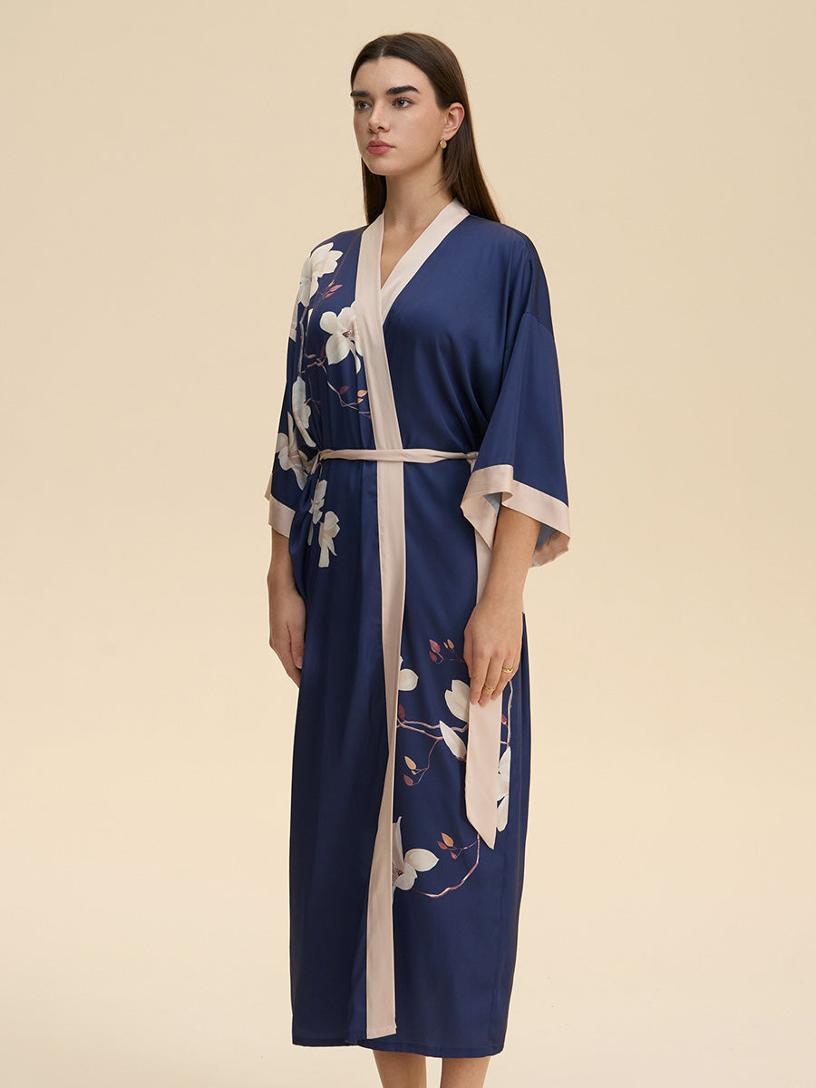 Floral Satin Kimono Robe