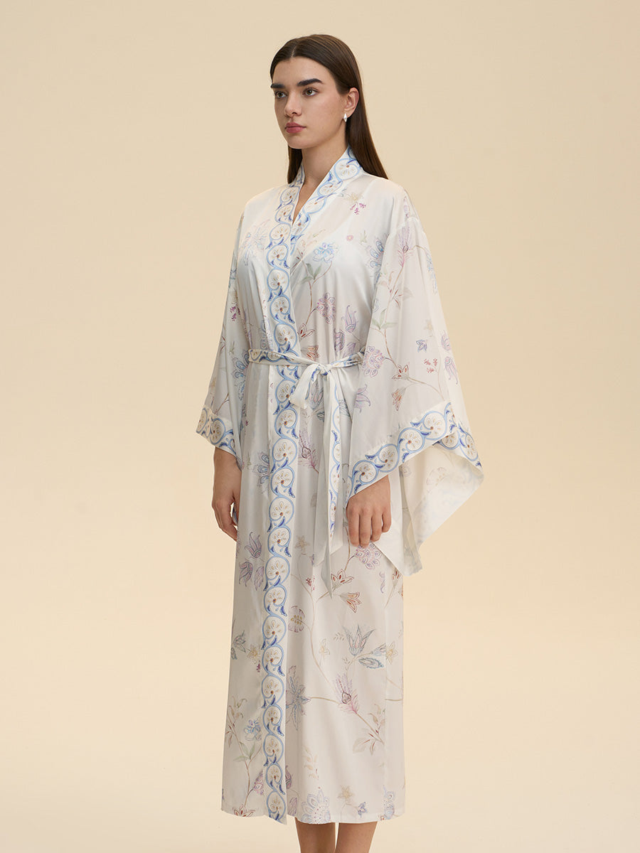 Floral Satin Kimono Robe