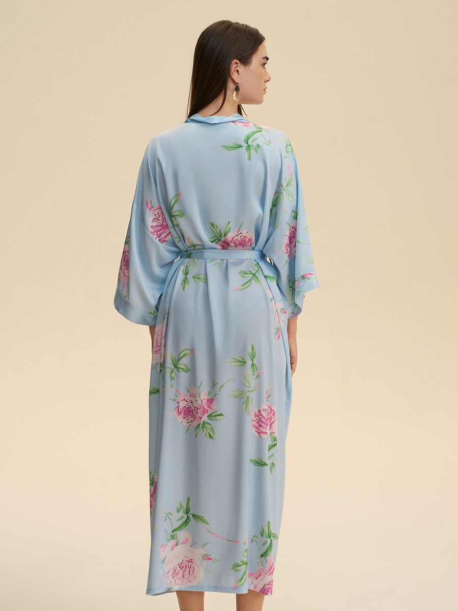 Floral Satin Kimono Robe