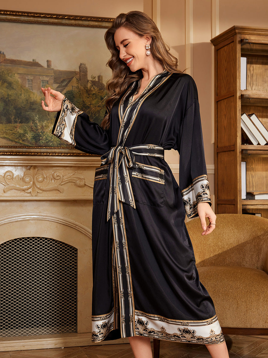 Black Golden Satin Robe