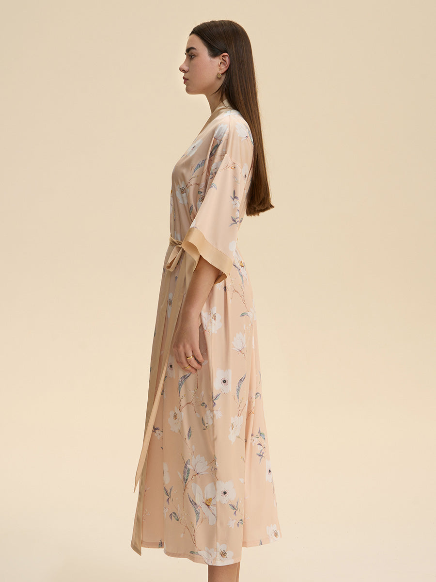 Floral Satin Kimono Robe