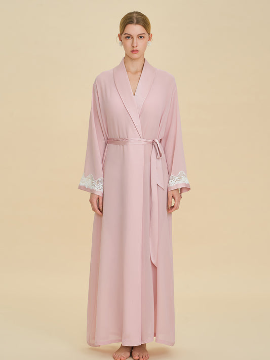 Blush Pink Chiffon Maxi Robe