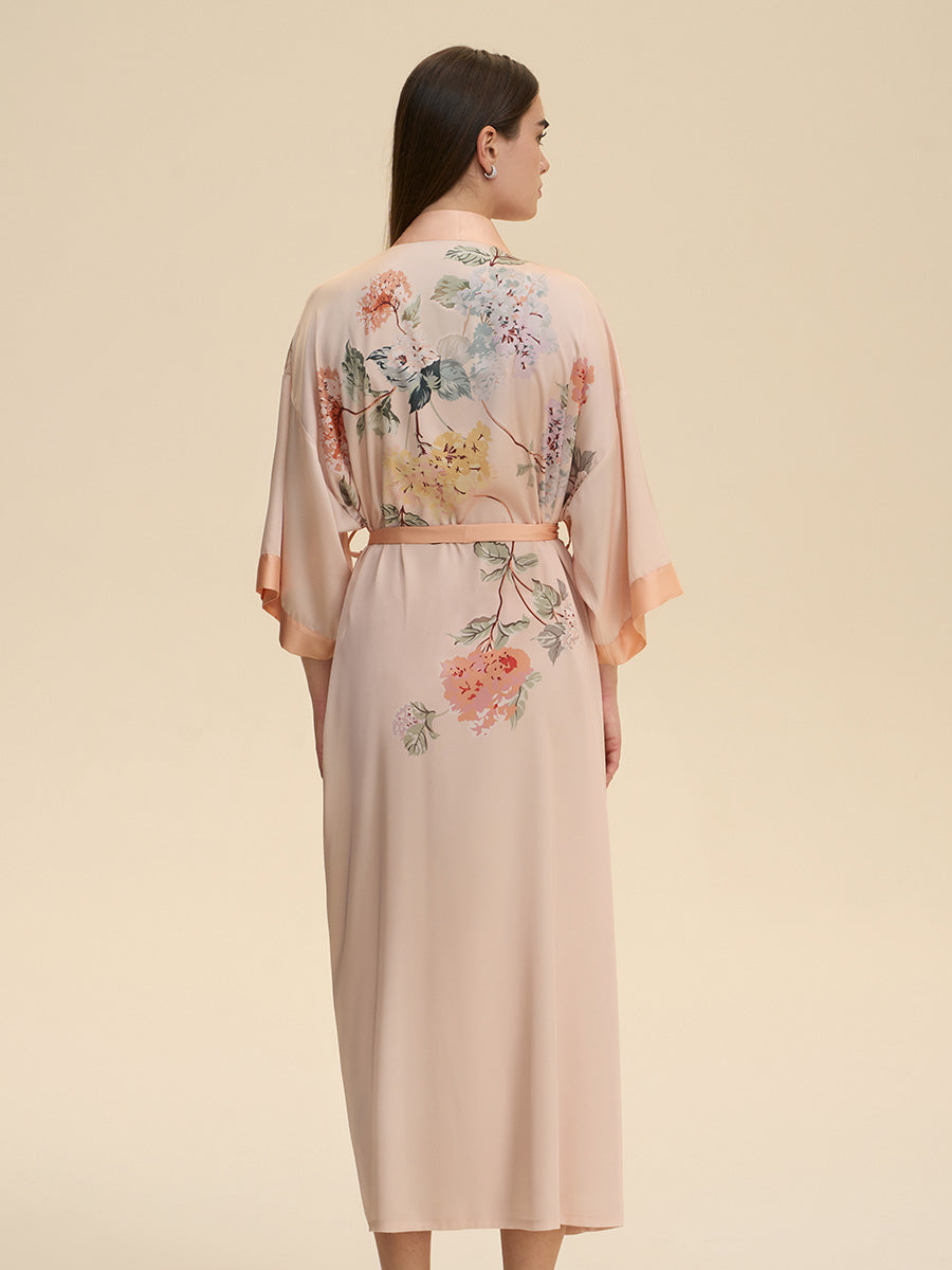 Floral Satin Kimono Robe