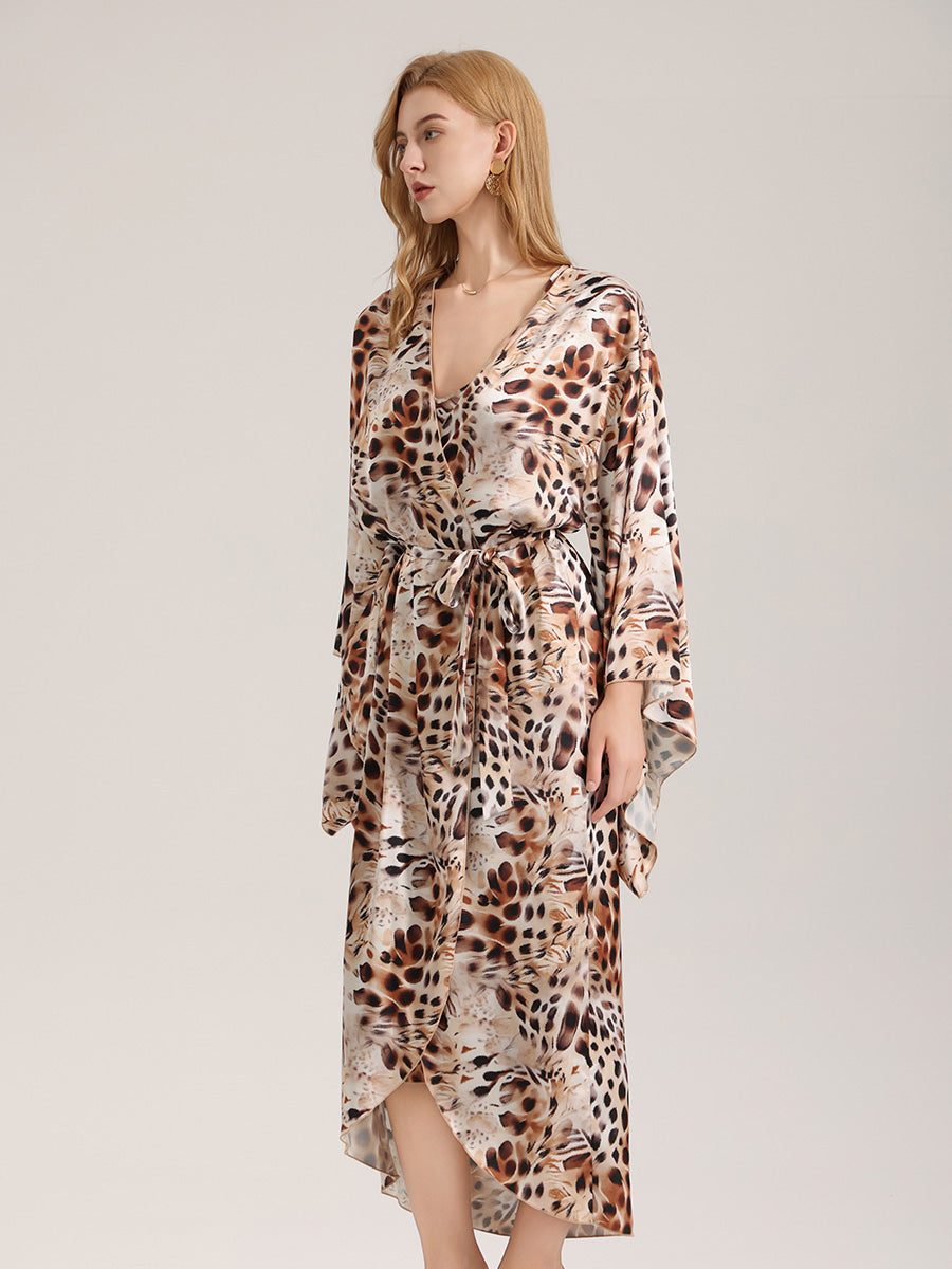 Leopard Print Satin Robe
