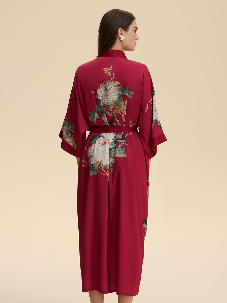 Floral Satin Kimono Robe