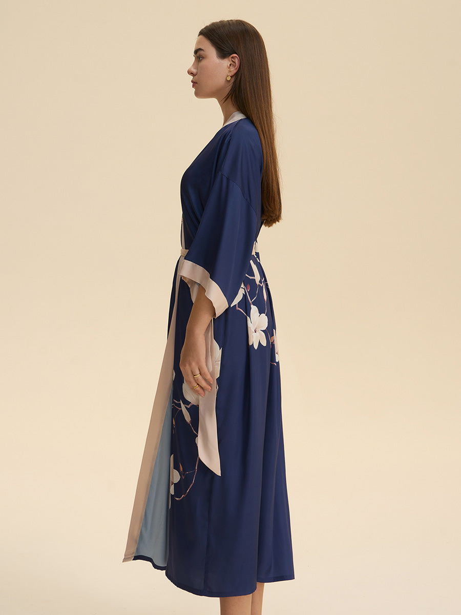 Floral Satin Kimono Robe
