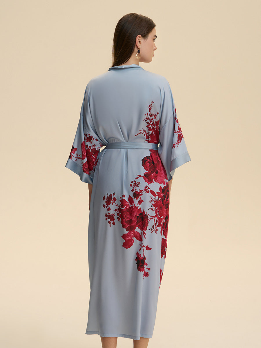 Floral Satin Kimono Robe