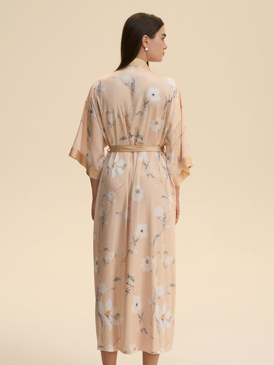 Floral Satin Kimono Robe