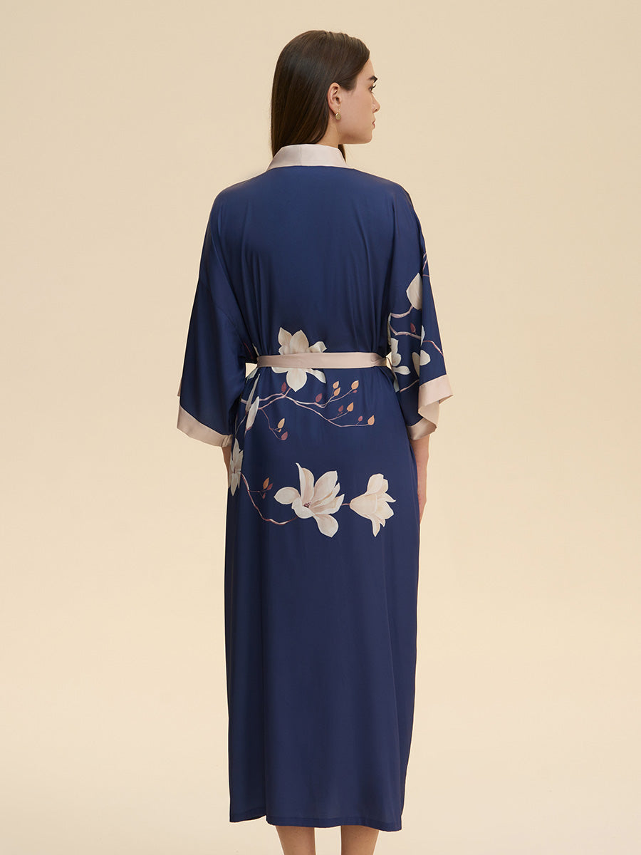 Floral Satin Kimono Robe