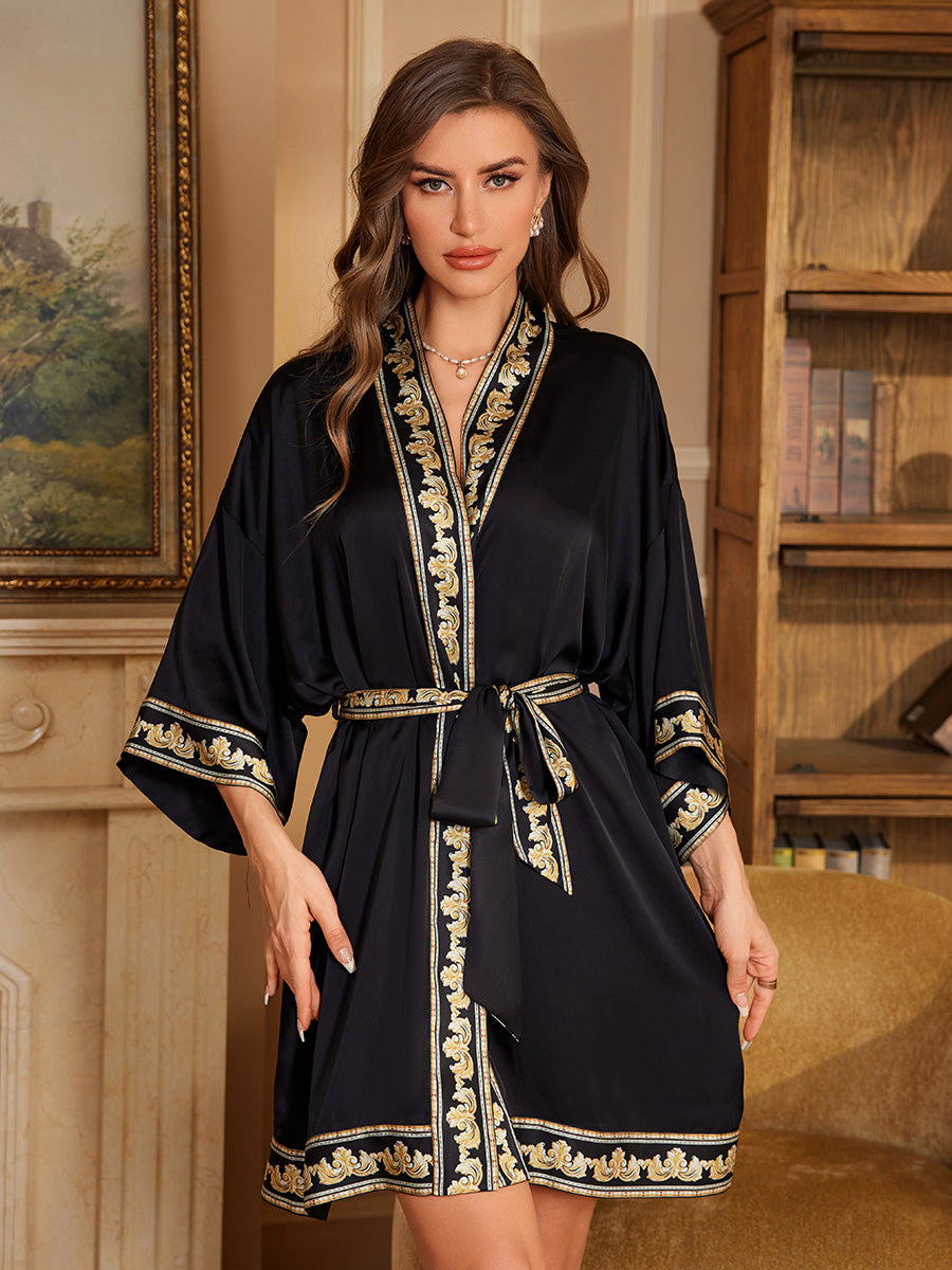 Black Luxury Satin Short Robe