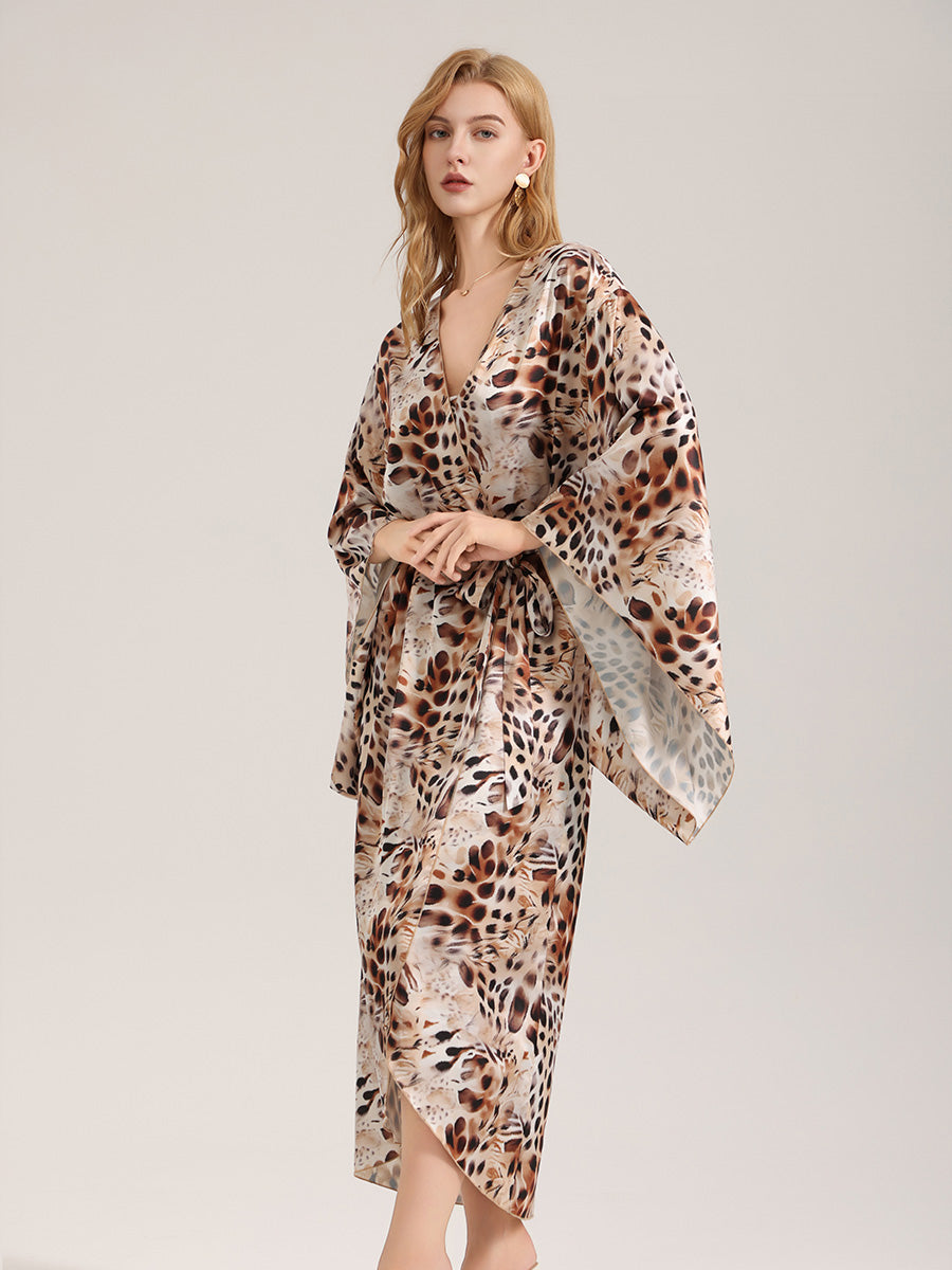 Leopard Print Satin Robe
