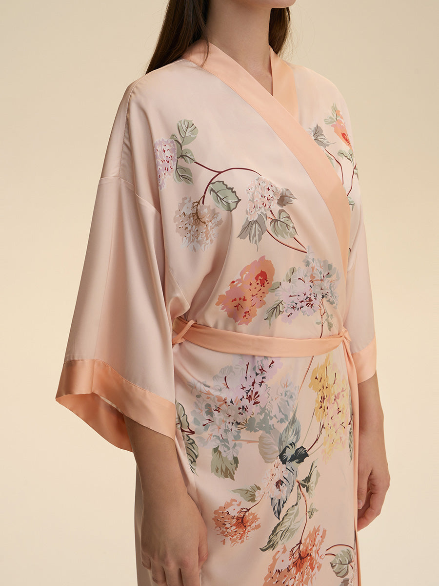Floral Satin Kimono Robe