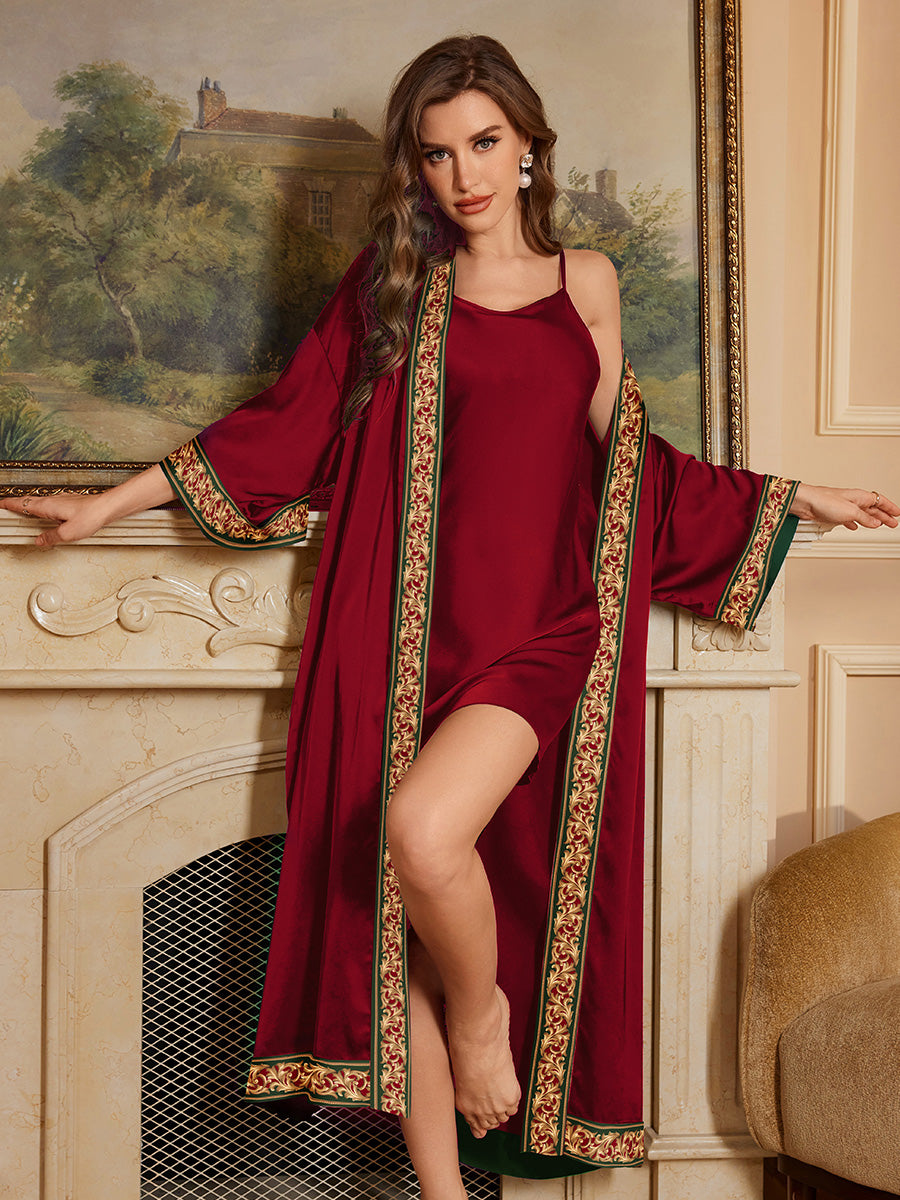 Luxury Trim Silky Robe Set