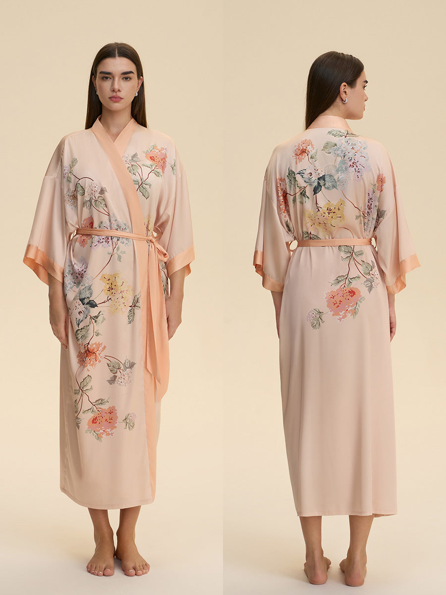 Floral Satin Kimono Robe
