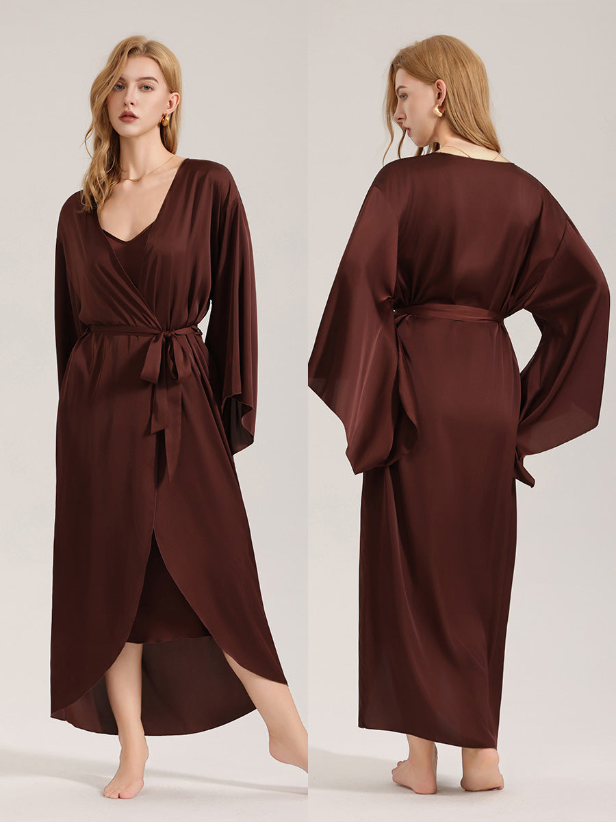Solid Satin Kimono Robe