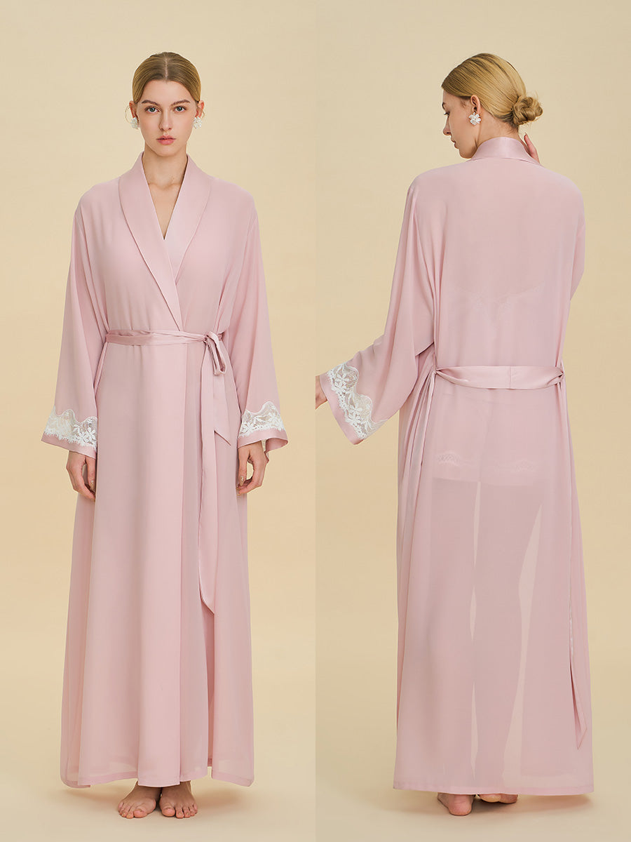 Blush Pink Chiffon Maxi Robe